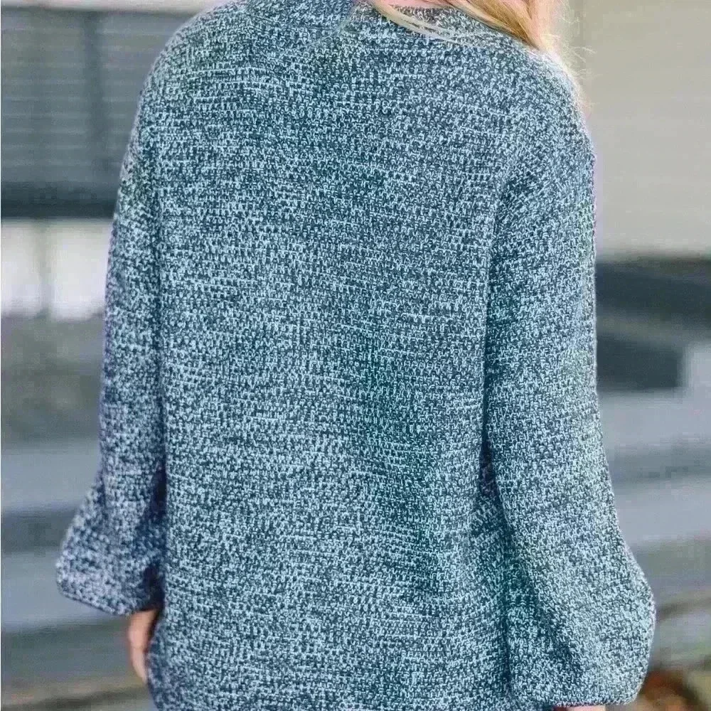 The Slouchy Teal Blue Bubble Sleeve‎ Sweater Sz Small NewWith Tags